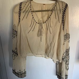 Free People Bell Sleeve Crop Top